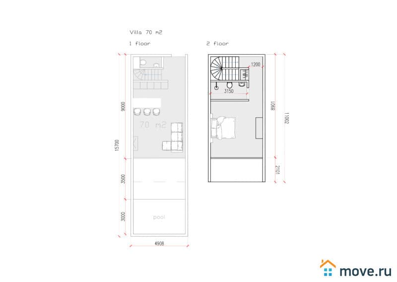 вилла, 70 м², 0.2 сотки