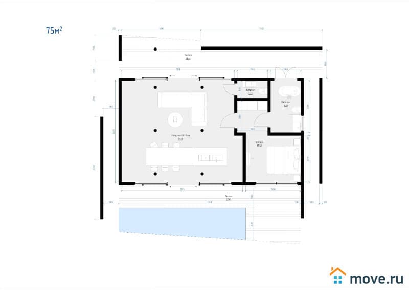 вилла, 75 м², 0.3 сотки