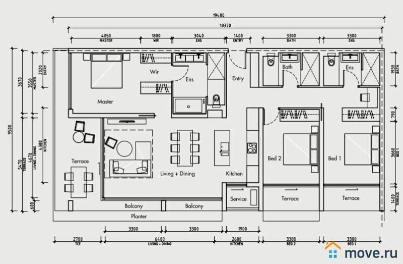 4-комн. квартира, 176 м²