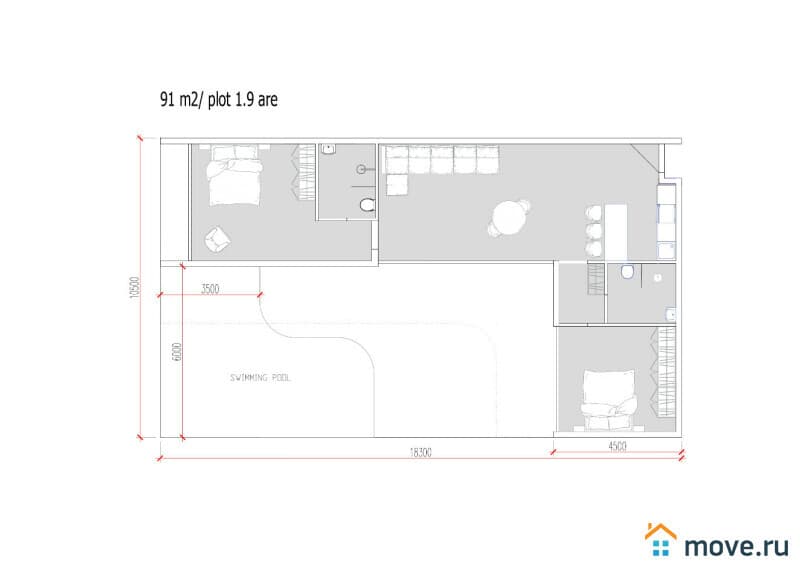 вилла, 91 м², 0.2 сотки