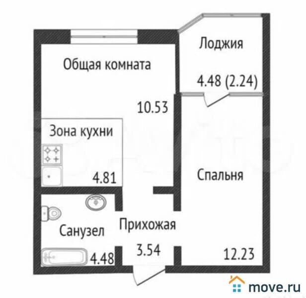 2-комн. квартира, 38 м²