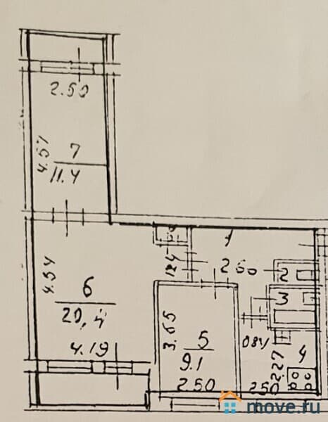 3-комн. квартира, 57.9 м²