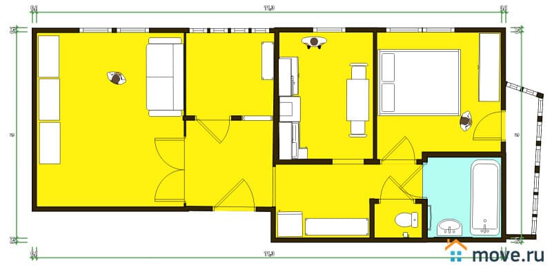 2-комн. квартира, 55 м²
