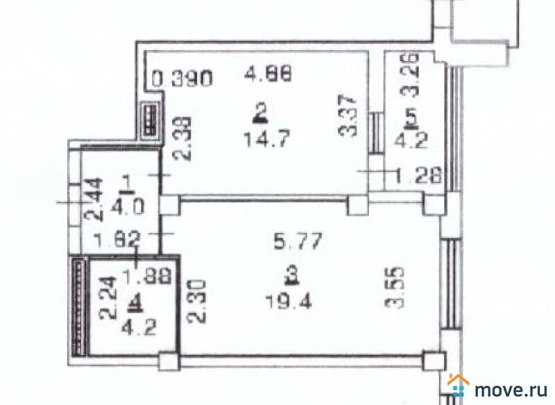 2-комн. квартира, 46 м²