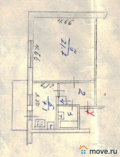 1-комн. квартира, 35.1 м²