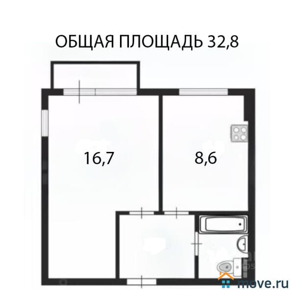 1-комн. квартира, 33 м²