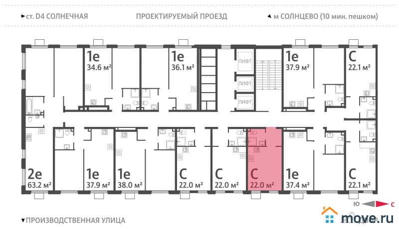 студия, 22 м²