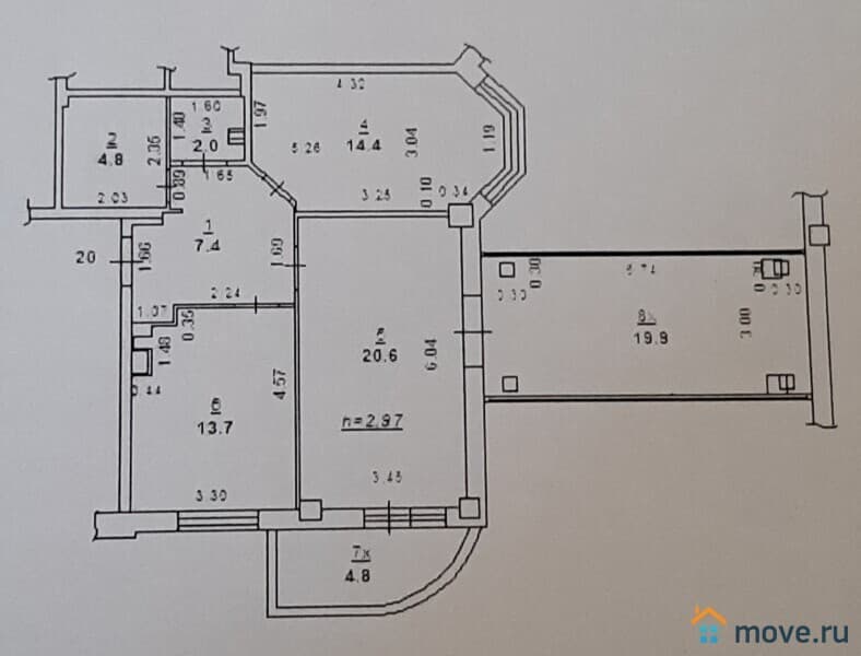 3-комн. квартира, 82 м²