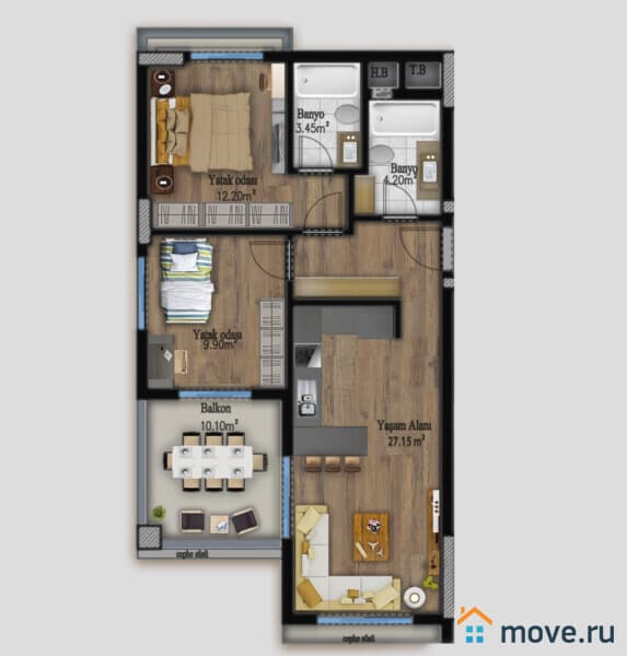 3-комн. квартира, 92 м²