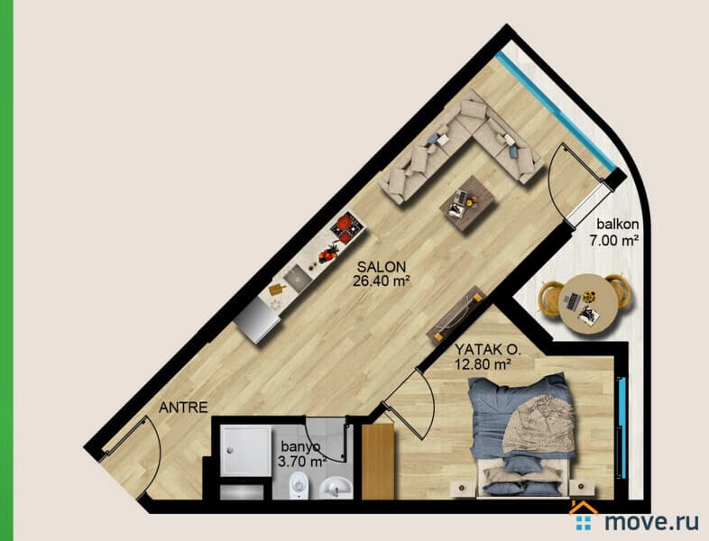 2-комн. квартира, 64 м²