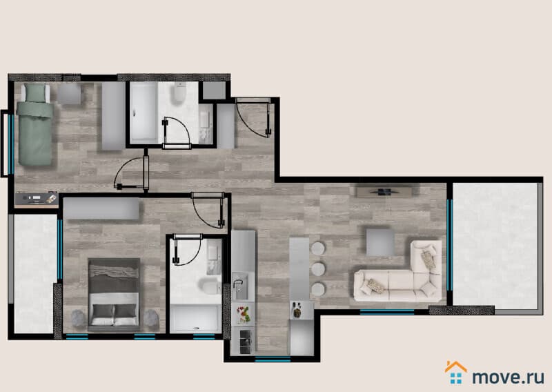 3-комн. квартира, 96 м²