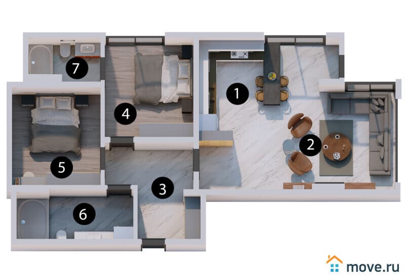 3-комн. квартира, 88 м²