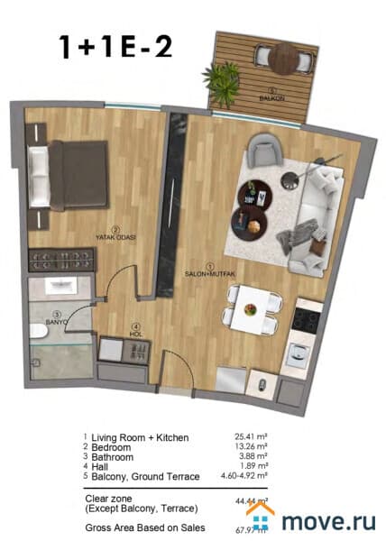 2-комн. квартира, 67 м²