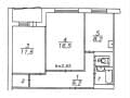 2-комн. квартира, 50.8 м²