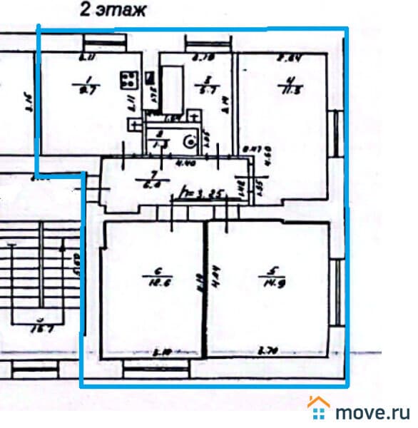 3-комн. квартира, 62 м²