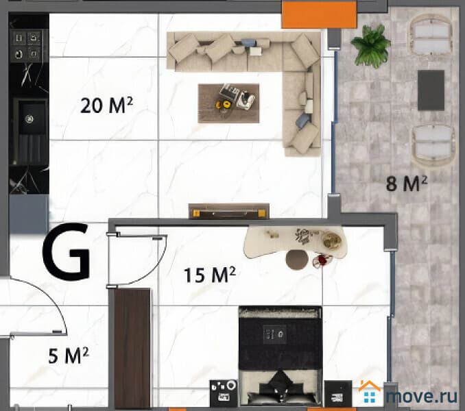 2-комн. квартира, 45 м²