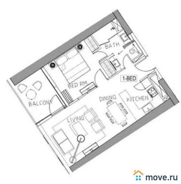 1-комн. квартира, 74 м²