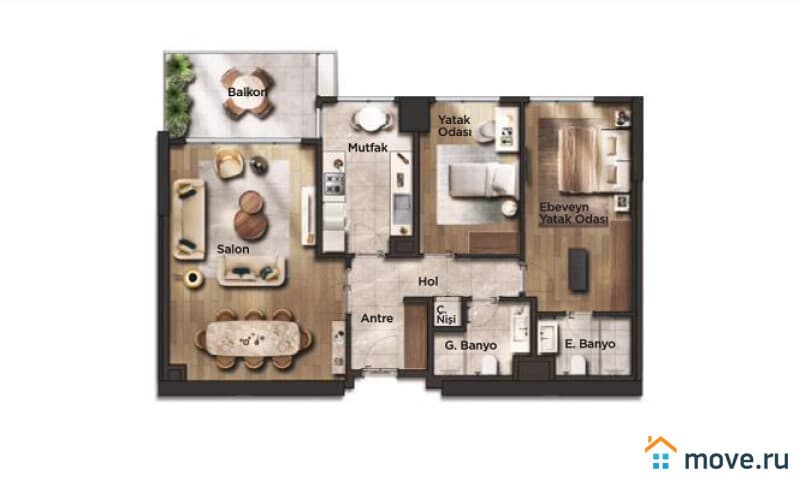 3-комн. квартира, 134 м²