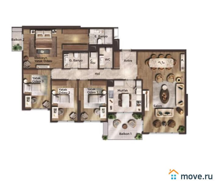 5-комн. квартира, 216 м²