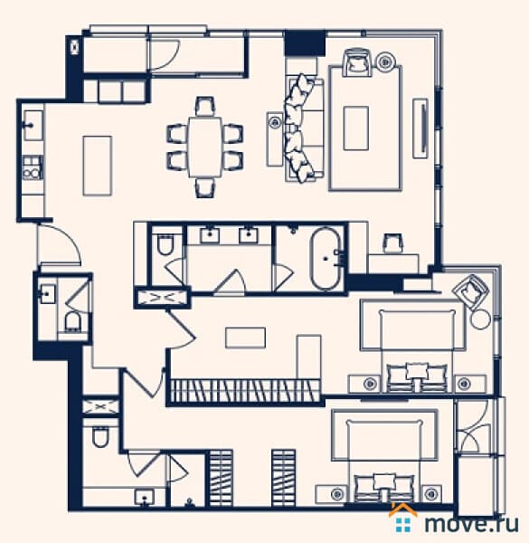 2-комн. квартира, 124 м²