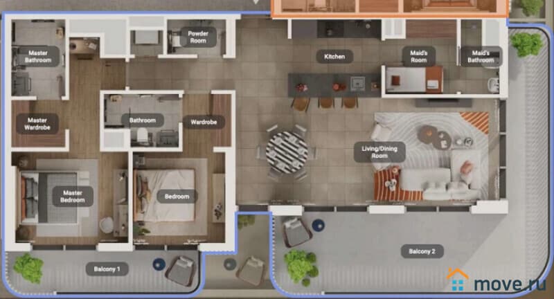 2-комн. квартира, 172 м²
