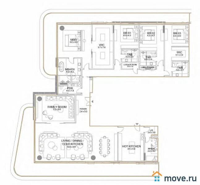 4-комн. квартира, 607 м²