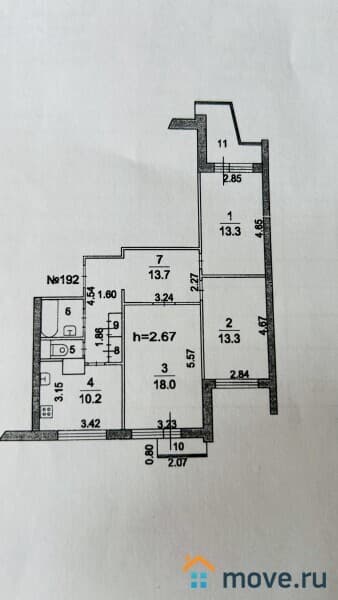3-комн. квартира, 74 м²