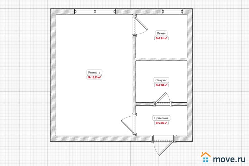 1-комн. квартира, 20.1 м²
