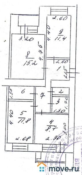3-комн. квартира, 65.4 м²
