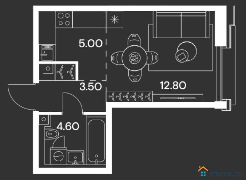 студия, 25.9 м²