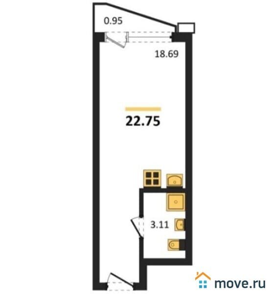 студия, 22.6 м²