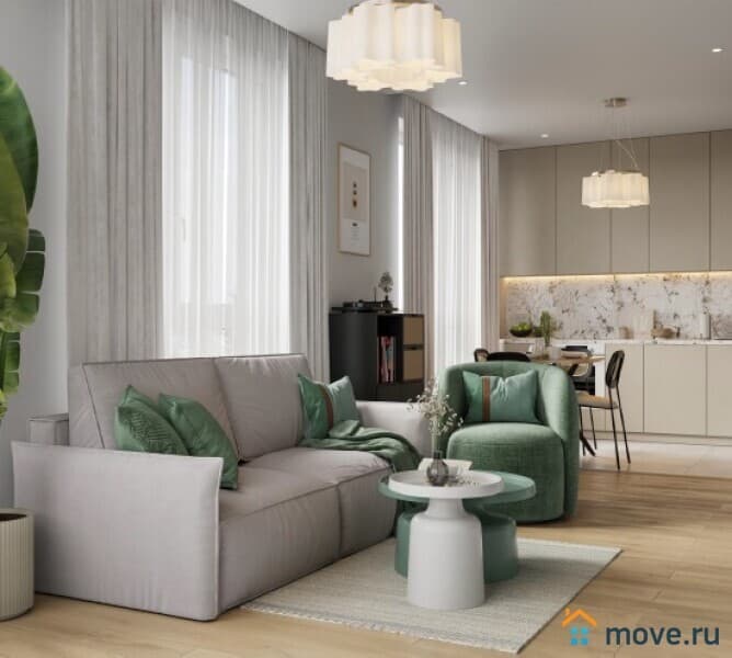 1-комн. квартира, 44.2 м²