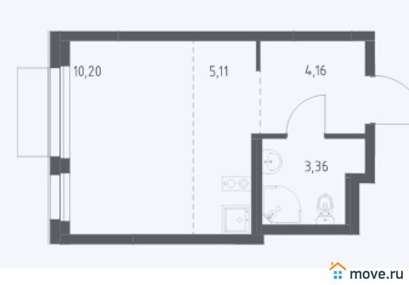 студия, 23 м²