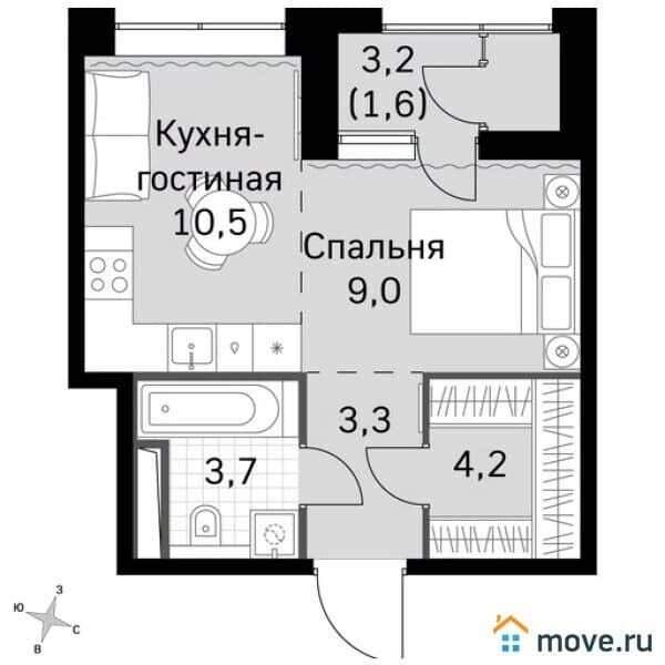 студия, 32.3 м&sup2;