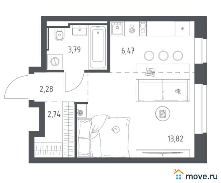 студия, 31.5 м&sup2;