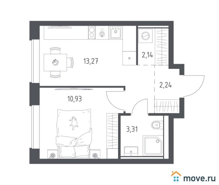 1-комн. квартира, 32 м&sup2;