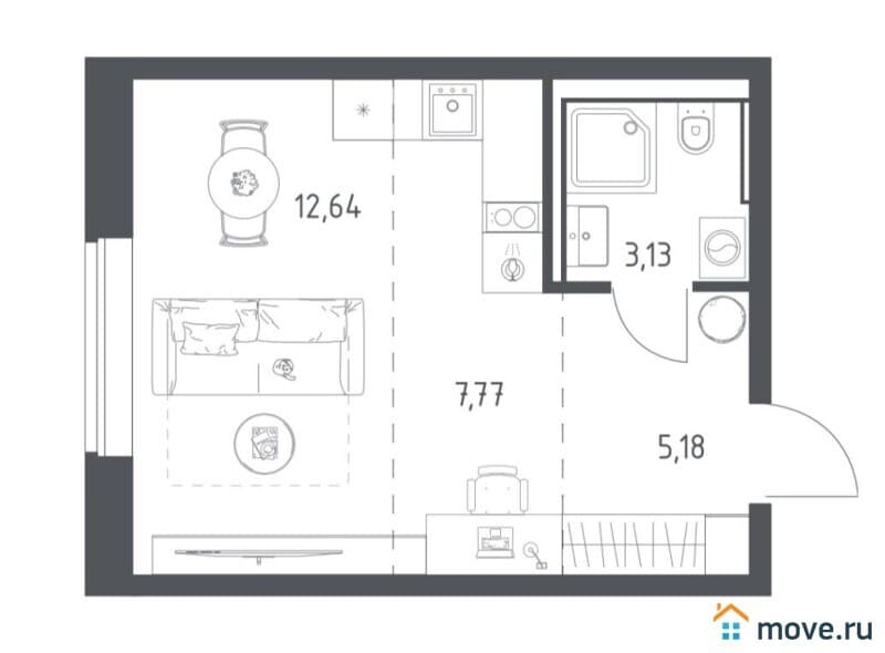 студия, 29 м&sup2;
