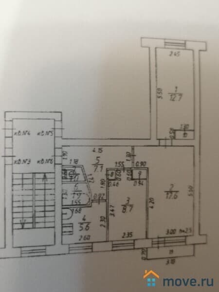 3-комн. квартира, 56.1 м²