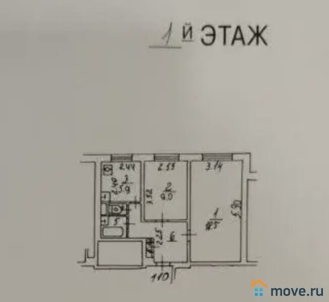 2-комн. квартира, 43.8 м&sup2;