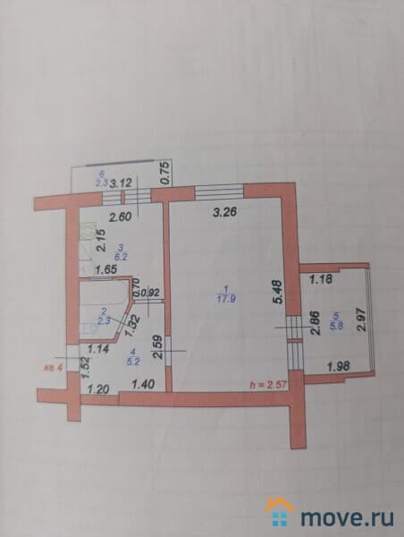 1-комн. квартира, 31.6 м²