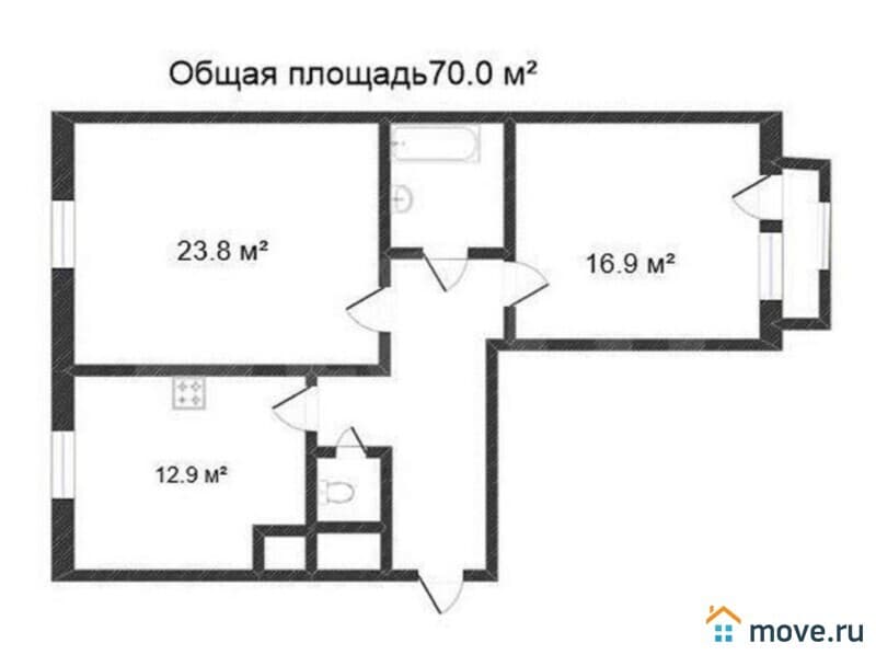 2-комн. квартира, 68 м²
