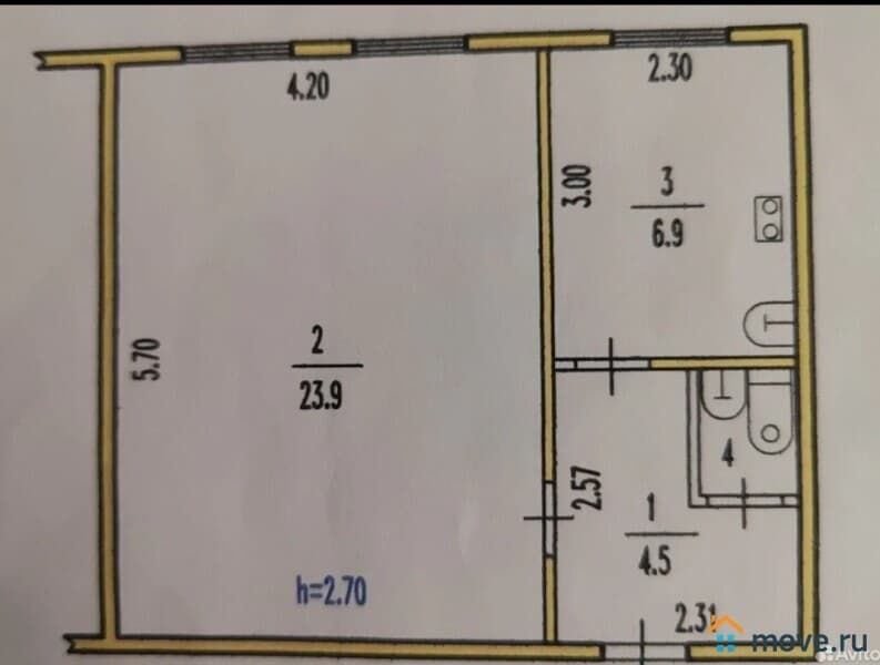 1-комн. квартира, 36.5 м²