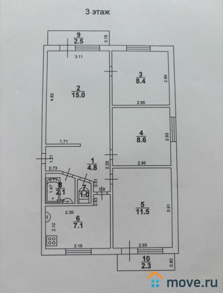 4-комн. квартира, 60 м²