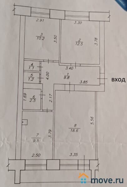 3-комн. квартира, 65 м&sup2;