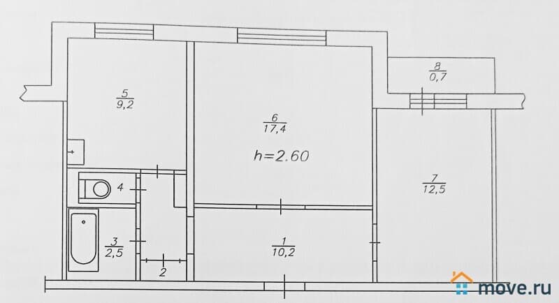 2-комн. квартира, 54 м&sup2;