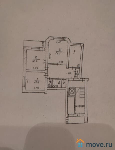 3-комн. квартира, 89.5 м&sup2;
