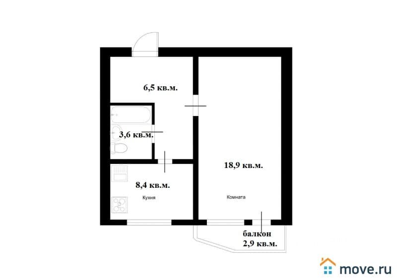 1-комн. квартира, 40.7 м&sup2;