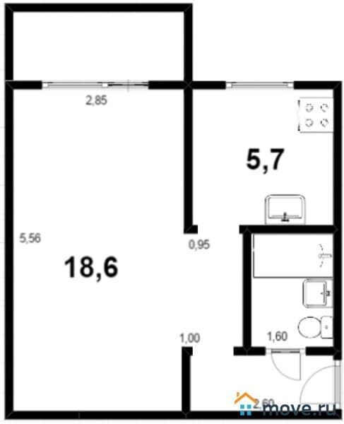 1-комн. квартира, 35 м&sup2;