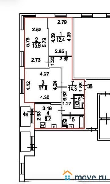 3-комн. квартира, 75 м&sup2;