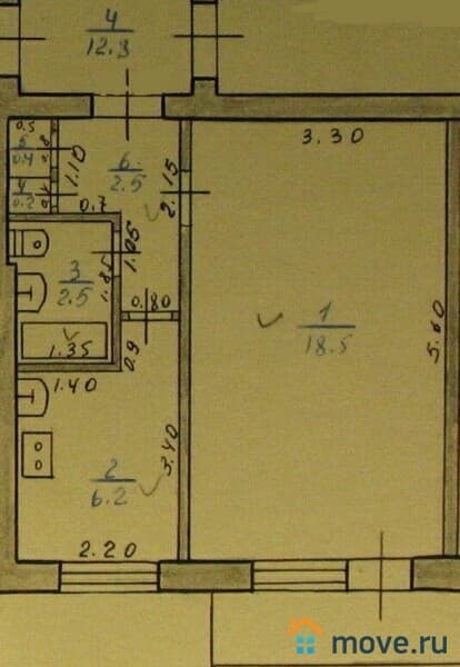 1-комн. квартира, 31.2 м&sup2;